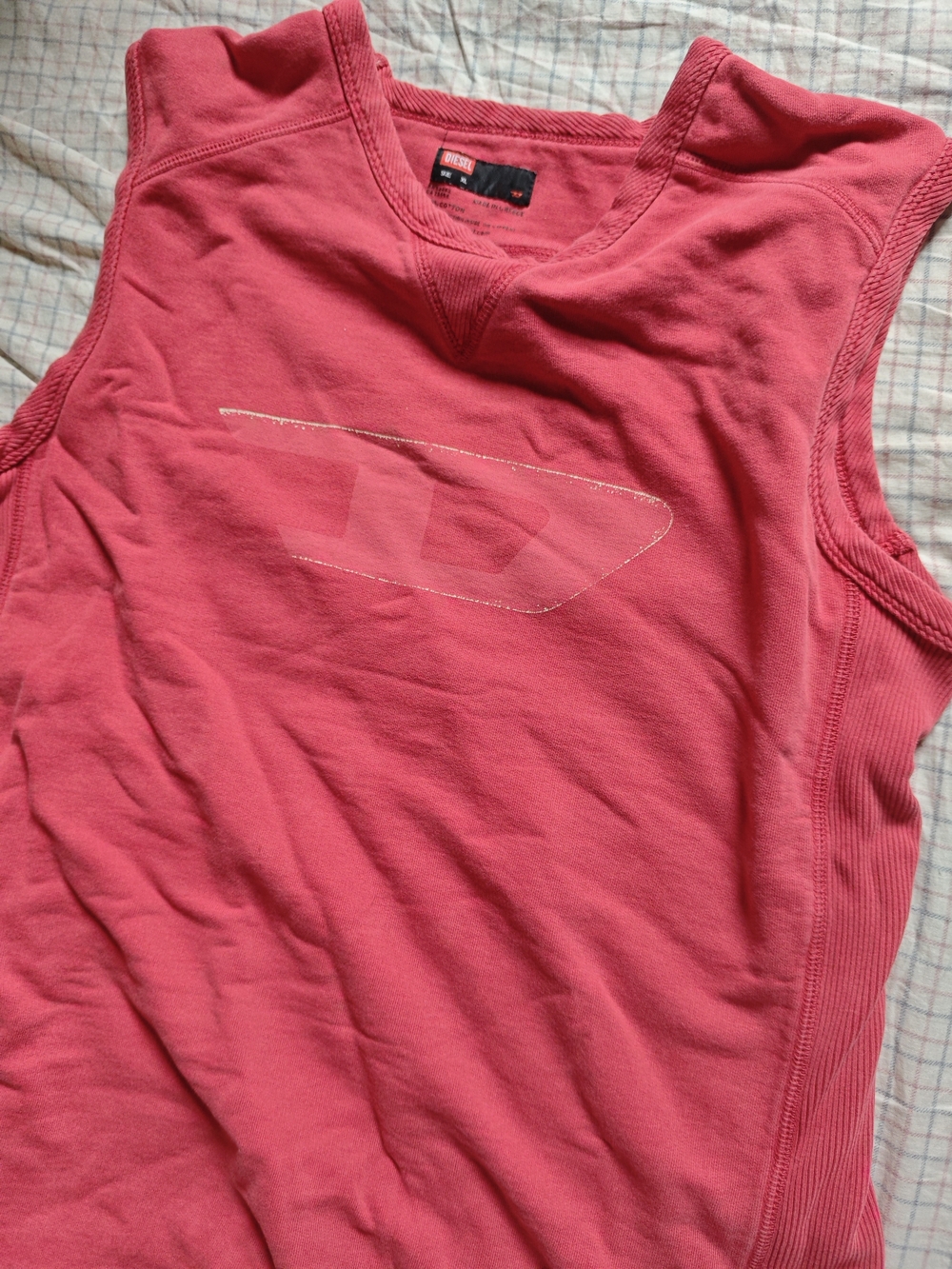 Diesel Men's Pink Logo Tank Top